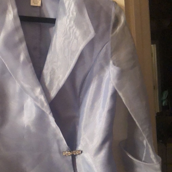 Alex‎ Evenings Dressy blue blouse size M polyester but looks like organza - Picture 6 of 7
